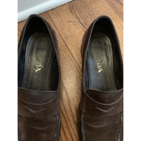 Prada Men’s Black Suede Penny Loafer Shoes Sz 7.5 + Dust Bag main image 4